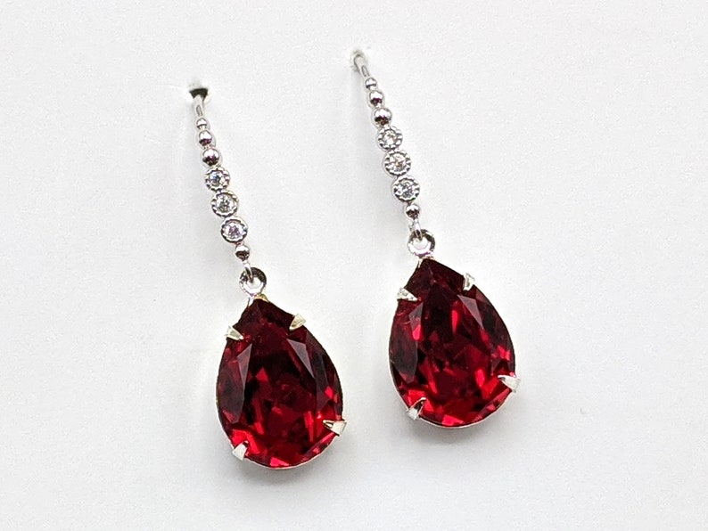 Red crystal drop earrings Clearance