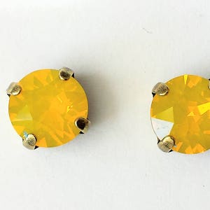 Crystal Stud Earrings, Yellow Opal Post Earrings, Jewelry Gifts,  Bridesmaids Gifts, Yellow Earrings, Crystal Earrings, Gift for Her