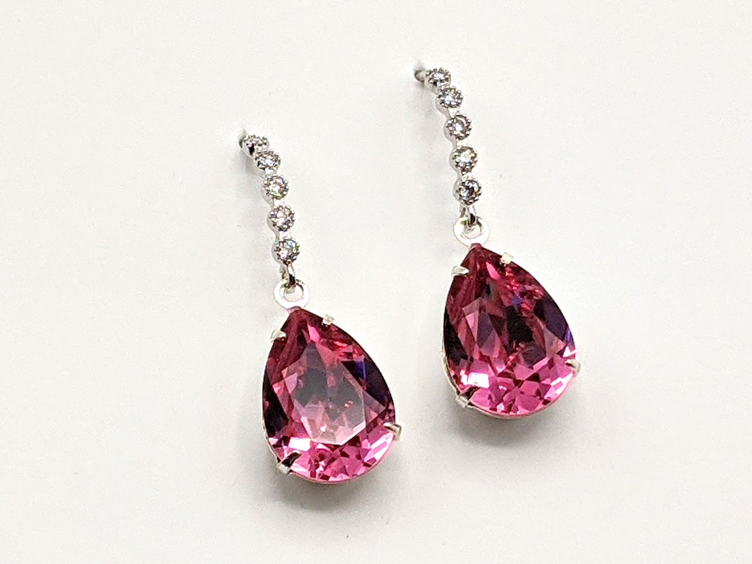 Extra Tiny 1.5mm Pink Crystal Stud Earrings - 925 Sterling Silver (Gift Ready)