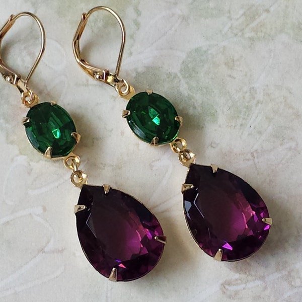 Purple Drop Earrings - Etsy