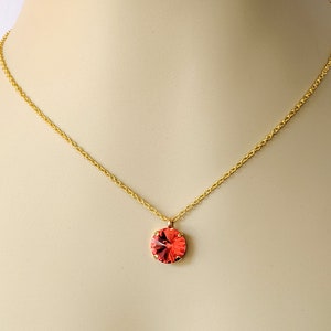 Padparadscha Crystal Necklace, Crystal Layering Necklace, Jewelry Gift, Bridesmaids Gift, Gifts for Mom, Gift for Her, Gift for Sister