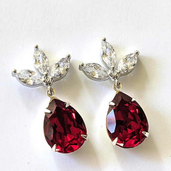 Red Crystal Earrings - Etsy
