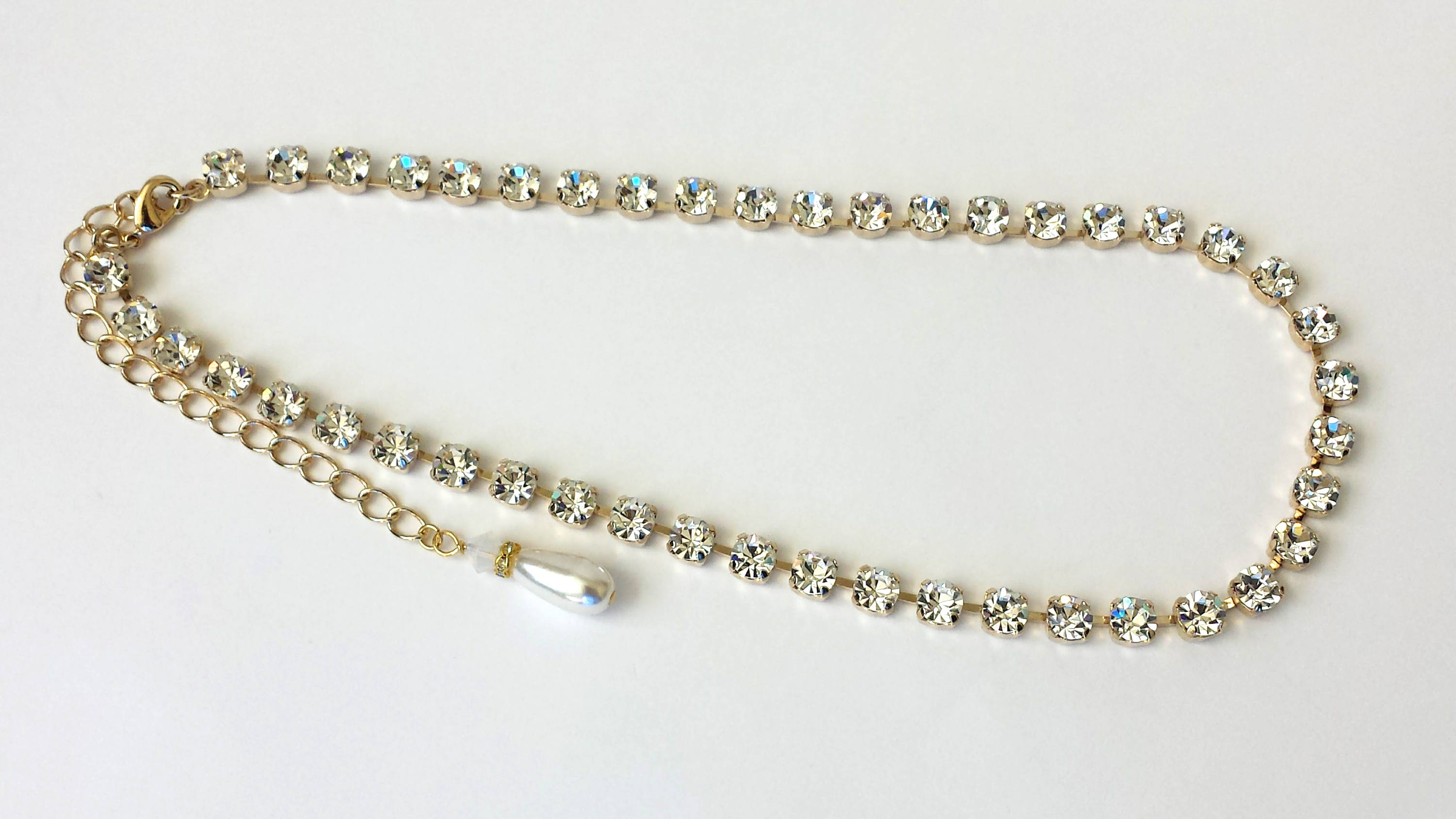 Crystal Tennis Necklace Brides Rhinestone Necklace Wedding Etsy