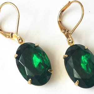 Emerald Green Rhinestone Earrings Wedding Bridesmaid Jewelry Emerald Green Earrings Green Drop Earrings Rhinestone Earrings Retro Earrings