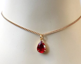 Red Crystal Teardrop Necklace Crystal 