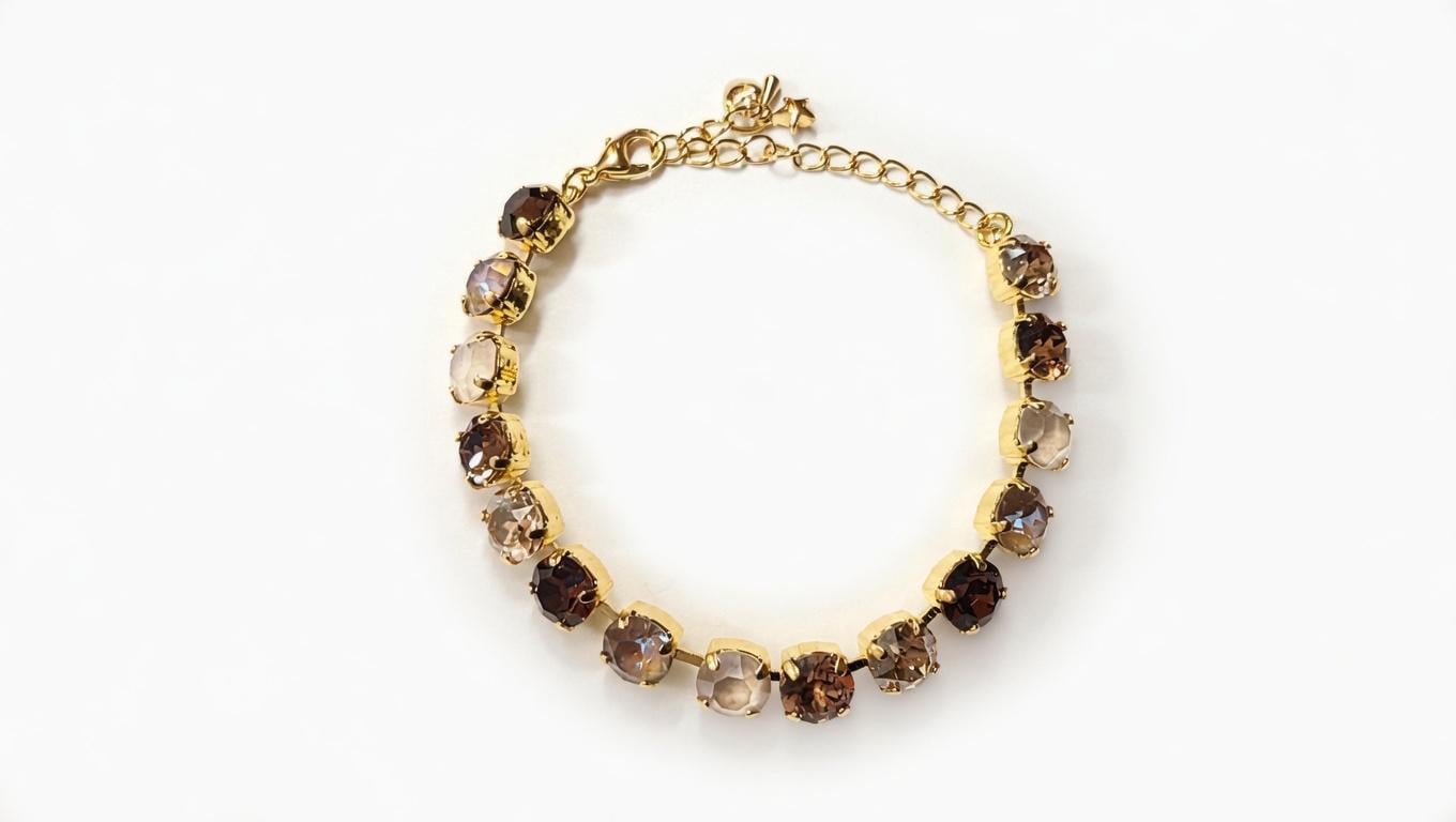 Chocolate Crystal Tennis Bracelet: Genuine Austrian Crystals 8mm, Gold,…