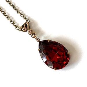 Madeira Topaz Necklace, Topaz Pendant Necklace, Art Deco Necklace, Antique Brass Teardrop Necklace, Jewelry Gift, Gift For Her