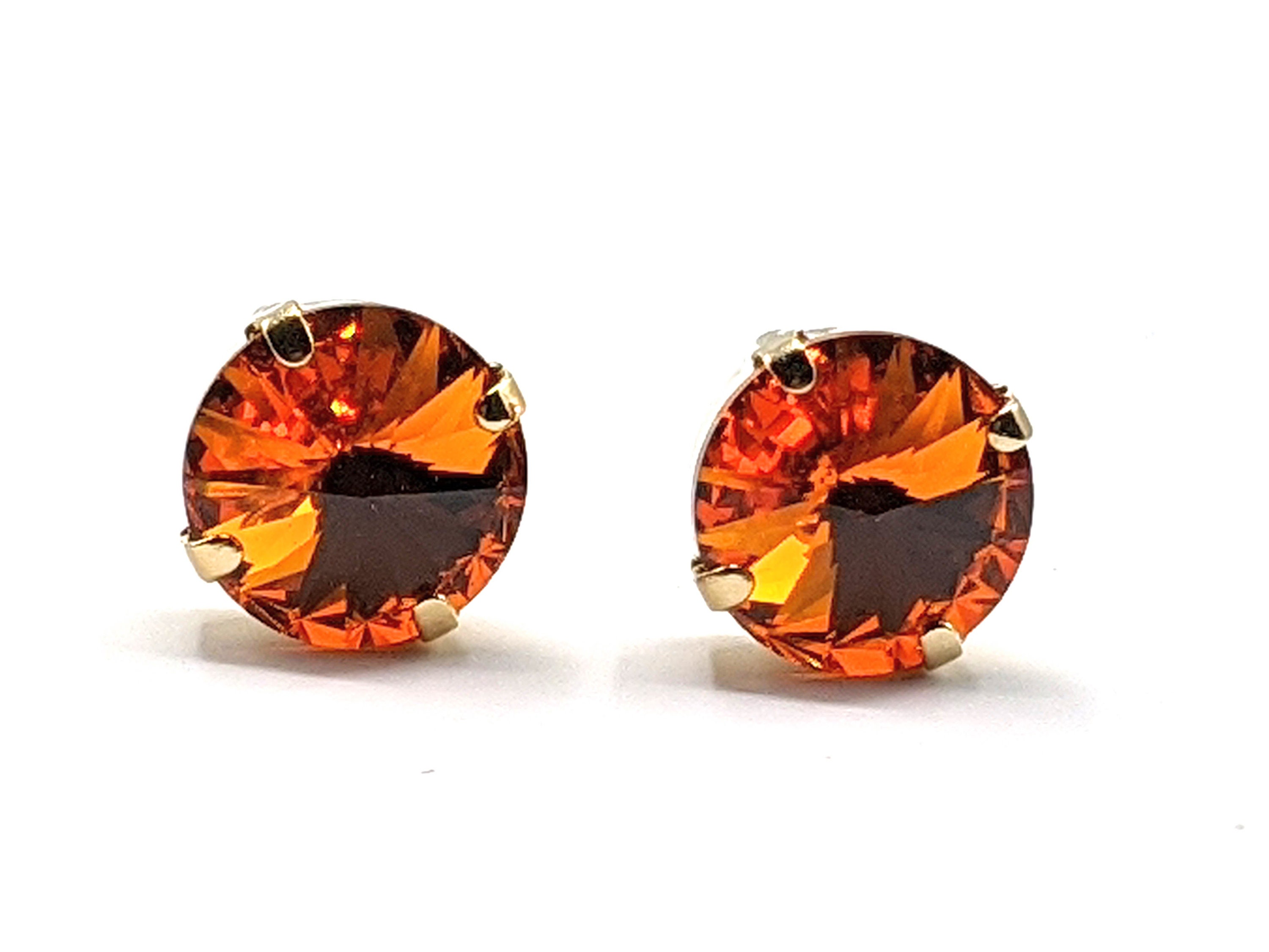 Tangerine Crystal Earrings Orange Crystal Earrings Gold Stud Etsy UK