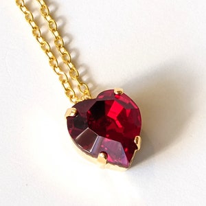 Stunning Red Crystal Heart Necklace, Crystal Heart Necklace, Red Crystal Necklace, Valentines Jewelry Gifts, Gifts for Mom, Valentine Gifts