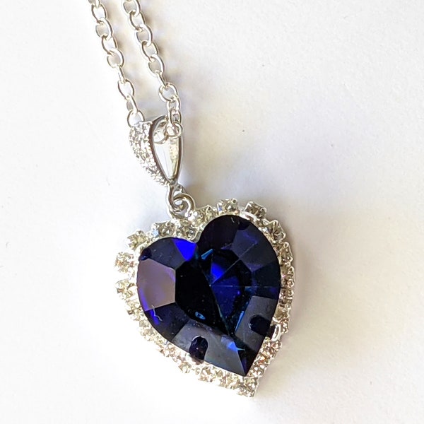 Blue Heart Necklace Etsy