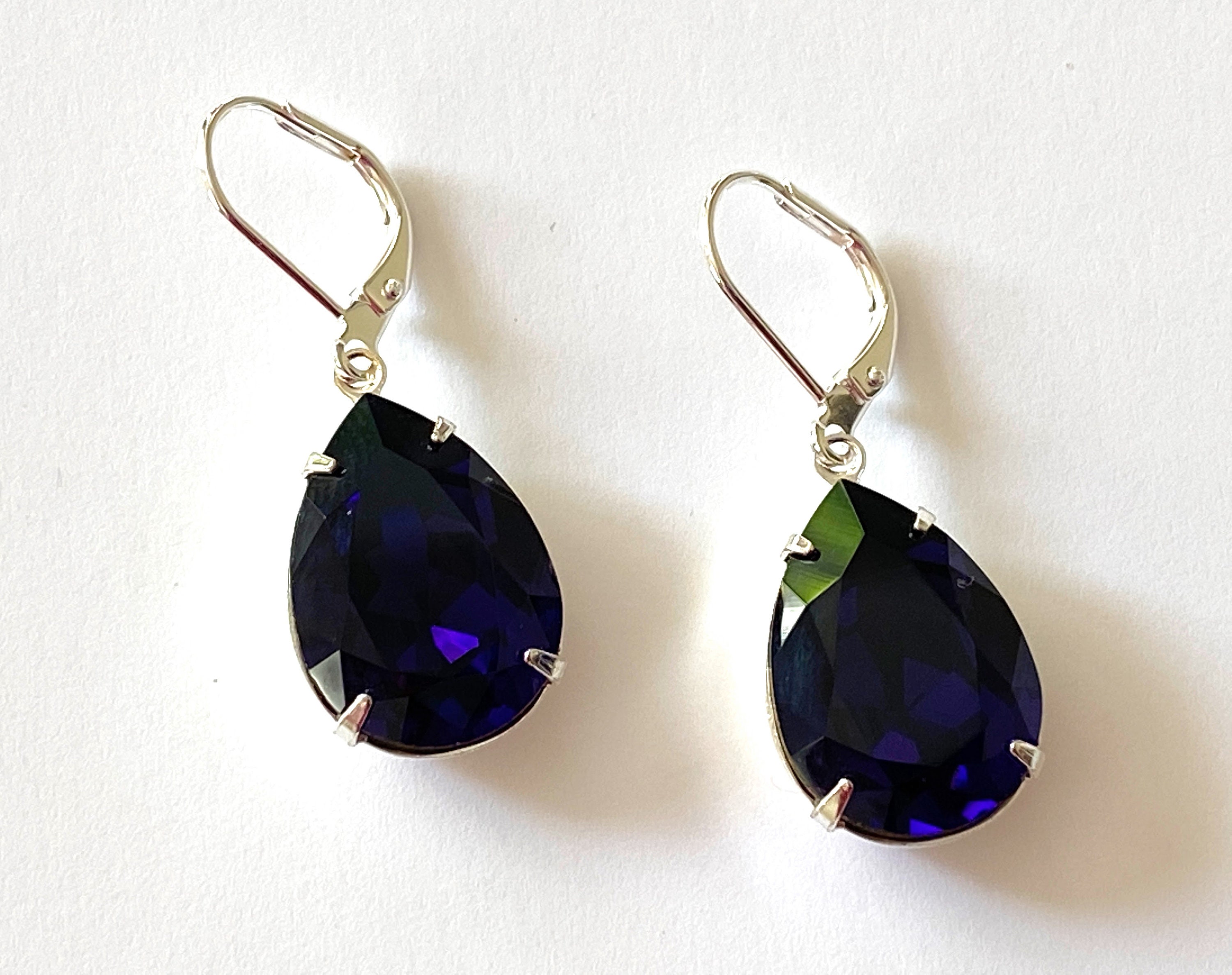 Boucles D'oreilles Clip En Cristal Pavé Violet - Oscar De La Rebta - Neuf Avec étiquettes