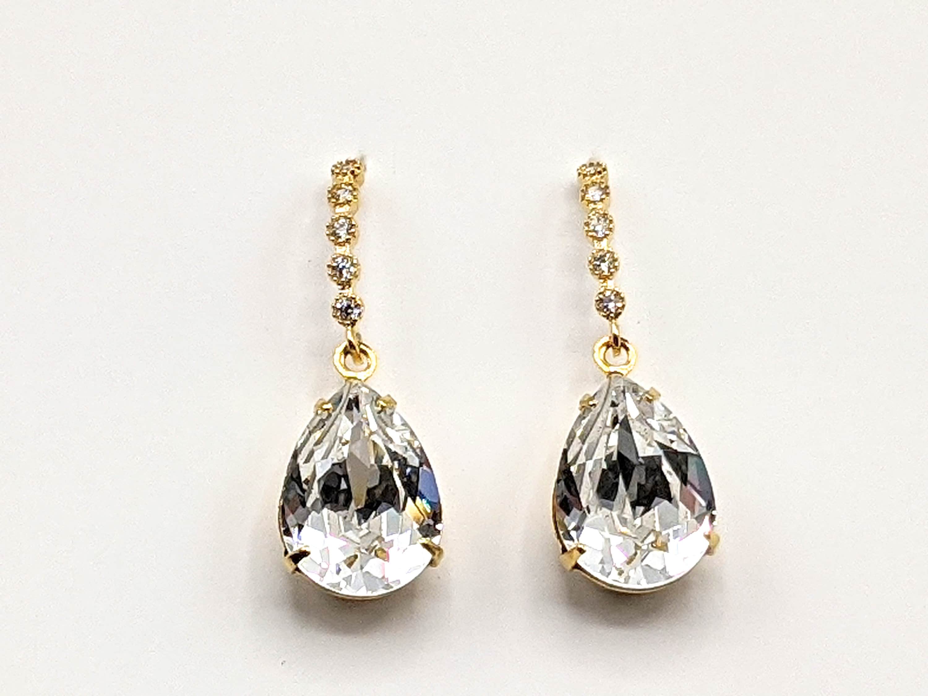 Clear Crystal Teardrop Earrings Bridal Wedding Jewelry | Etsy