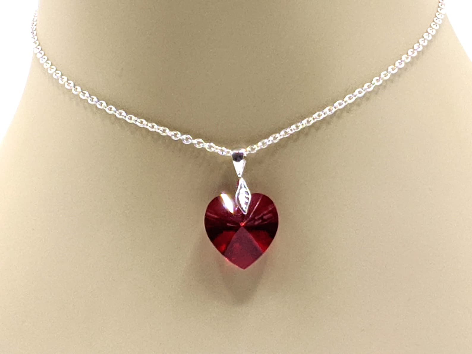 Red Crystal Heart Necklace Crystal Heart Pendant Red Heart Etsy