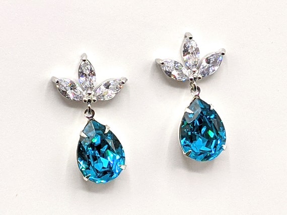 Blue zircon earrings deals