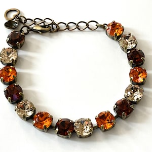 Crystal Tennis Bracelet, Elegant Rhinestone Jewelry, Fall Rhinestone Bracelet, Autumn Bracelet, Christmas Holiday Jewelry, Gifts for Her
