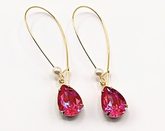 Red Teardrop Crystal Earrings: Gold Plated Bridesmaid Jewelry, Small, Everyday, ArtistInJewelry