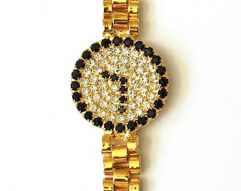 Vintage Visage Crystal Accent Watch: Gold Tone Chain  display picture 2