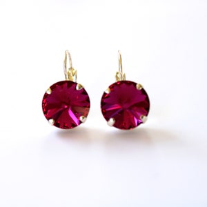 Fuchsia Crystal Earrings, Pink Rhinestone Earrings, Fuchsia Earrings, Pink and Silver Earrings, Jewelry Gift, Gifts for Her, Gift for Sister