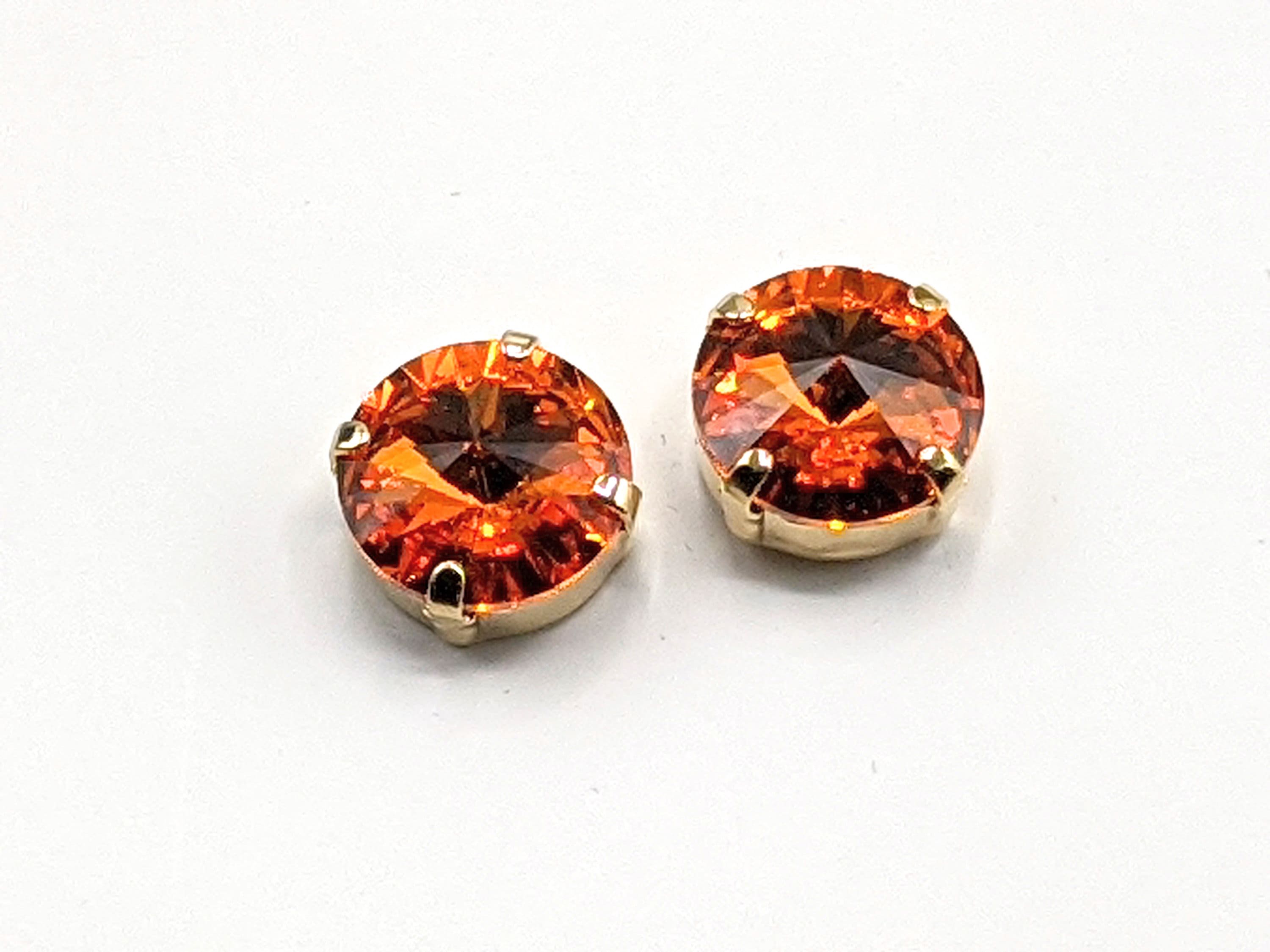 Tangerine Crystal Earrings Orange Crystal Earrings Gold Stud Etsy UK