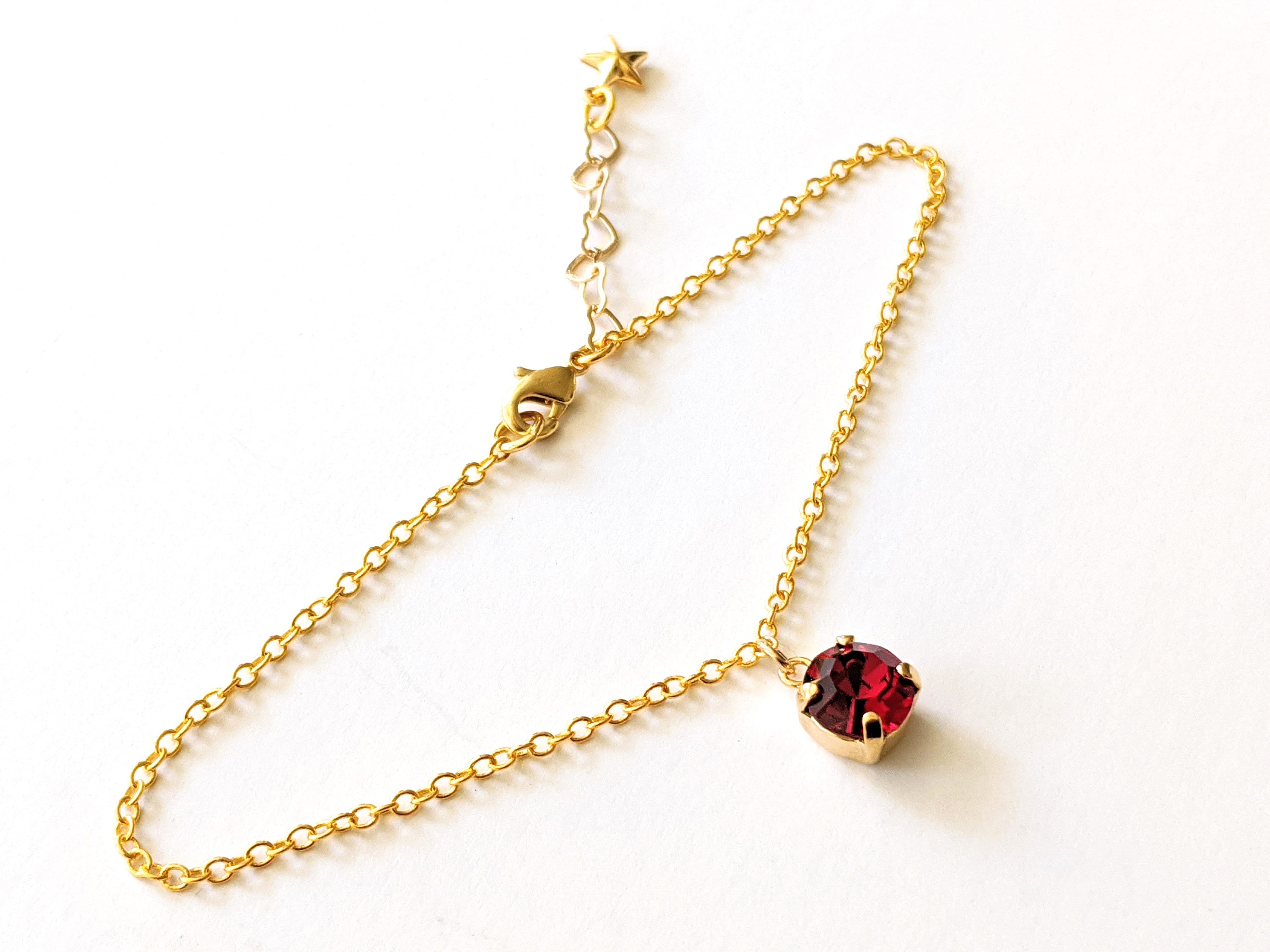 Ruby Crystal Anklet Dainty Gold Anklet Bridesmaids Gifts Etsy