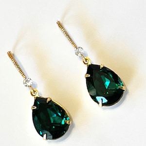 Emerald Crystal Teardrop Earrings, Emerald Green Earrings, Elegant Bridesmaid Gifts, Choose Your Color Crystal, Wedding Bridal Jewelry image 7