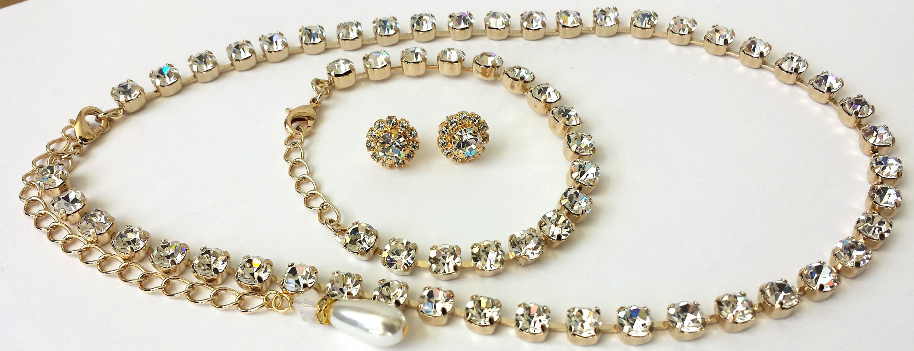 Swarovski Crystal Jewelry Set Bridals Crystal Tennis Jewelry Etsy