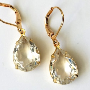 Klare Kristall Ohrringe, Kristall Teardrop Ohrringe, Kristall Rhinestone Ohrringe, Brauts Schmuck, Goldohrringe, Geschenk für sie