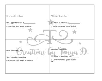 Intraverbal- Fill-In Item Given Class Target Cards (ABLLS H-14)