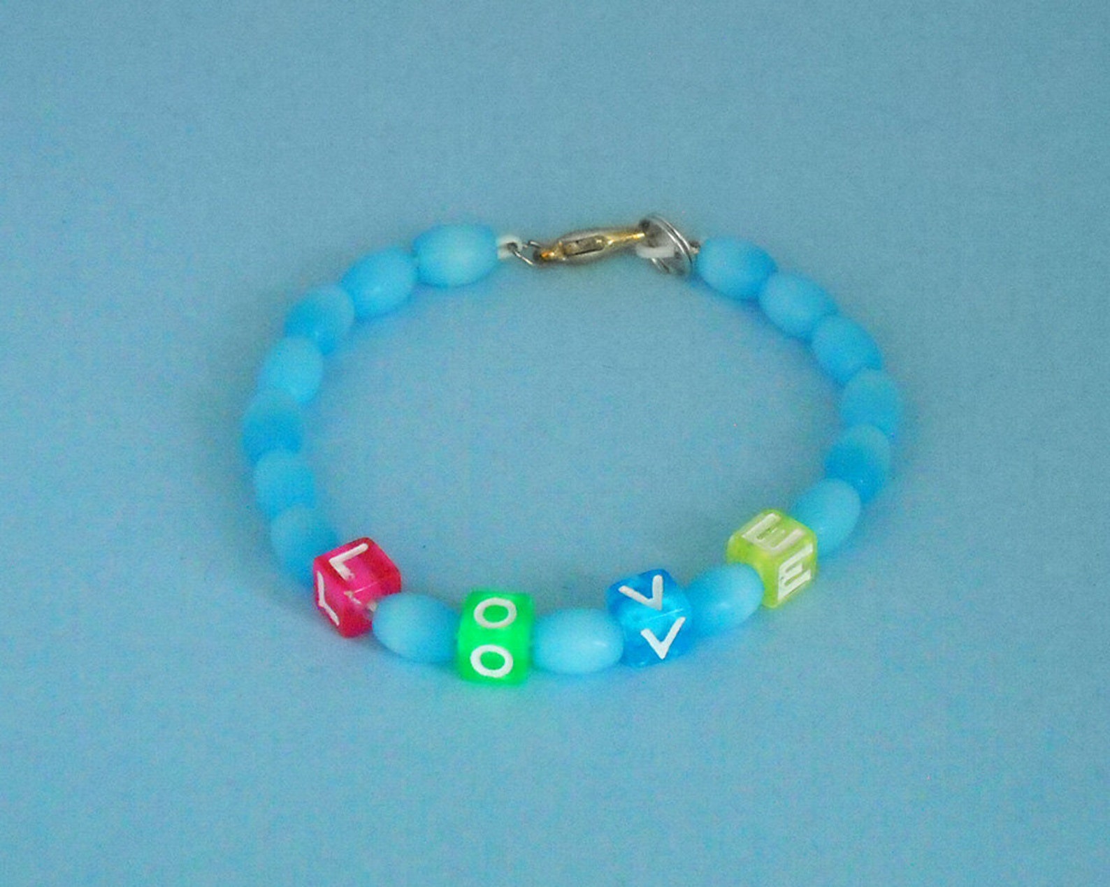 Blue Beaded Love Bracelet Etsy