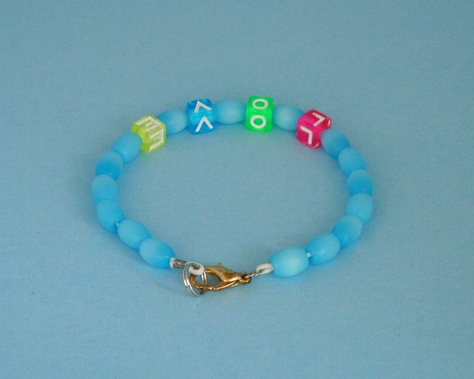 Blue Beaded Love Bracelet Etsy