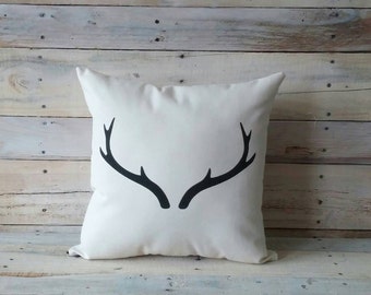 Antlers Pillow Cover, Deer Pillow, Throw Pillow, Accent Pillow, Couch Cushion, Rustic Pillow, Decorative Pillow, Autumn Pillow,