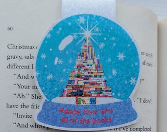 Snow Globe Magnetic Bookmark: Christmas Book Lover Gift