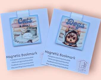 Dog & Cat Magnetic Bookmark: Book Lover Gift