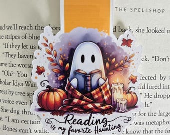 Cozy Ghost Magnetic Bookmark: Fall Bookish Page Keeper