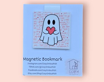 Heart Ghost Magnetic Bookmark: Booktok Library Bookmark