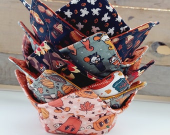 Microwavable Bowl Cozy, Reversible Cozy, Fall Halloween Thanksgiving, Pot holder, College Student Gift, Gift for him or her
