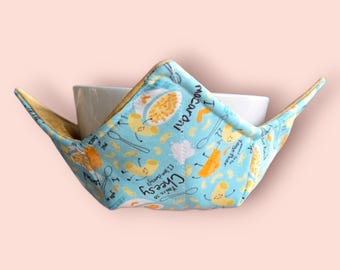 Microwavable Bowl Cozy: Reversible Cotton Pot Holder (9x9")