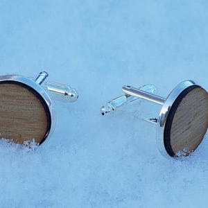 Whisky Barrel stave cufflinks silver colour whiskey cufflinks-Scottish cufflinks-oak cuff links-gift for men image 2