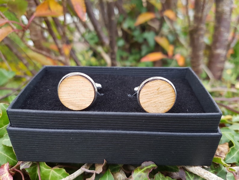 Whisky Barrel stave cufflinks silver colour whiskey cufflinks-Scottish cufflinks-oak cuff links-gift for men image 5