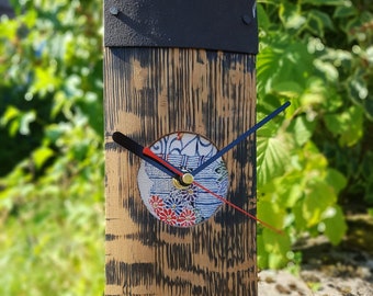 Whisky Barrel Slim clock with Japanese Kimono Silk