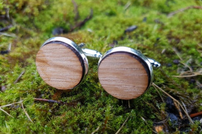 Whisky Barrel stave cufflinks silver colour whiskey cufflinks-Scottish cufflinks-oak cuff links-gift for men image 4