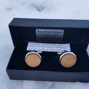 Whisky Barrel stave cufflinks silver colour whiskey cufflinks-Scottish cufflinks-oak cuff links-gift for men image 1