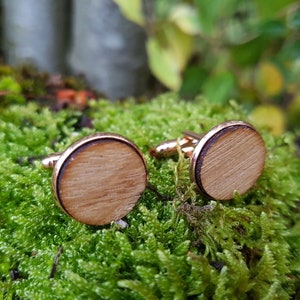 whisky barrel copper colour oak cufflinks- gift for men-stocking filler for men