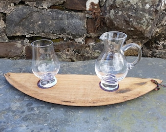 Whisky Barrel Lid whisky tasting tray with 1 glass 1 jug - barrel tasting tray - whiskey flight tray- whisky display - Scottish gift