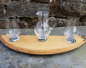 Whisky Barrel lid whisky tasting tray-whiskey serving tray -Glencairn glass flight tray -gift for whisky lover
