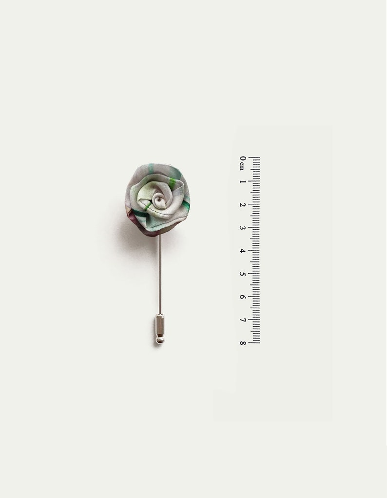 unique silk gifts for him rolled rosette wedding boutonniere handmade rose buttonhole Small white and green lapel flower suit stickpin