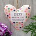 Personalised Baby Girl Keepsake Gift - Supplied Gift Boxed - Fabric Heart Shaped Ornament with Choice of Fabric / Scent 