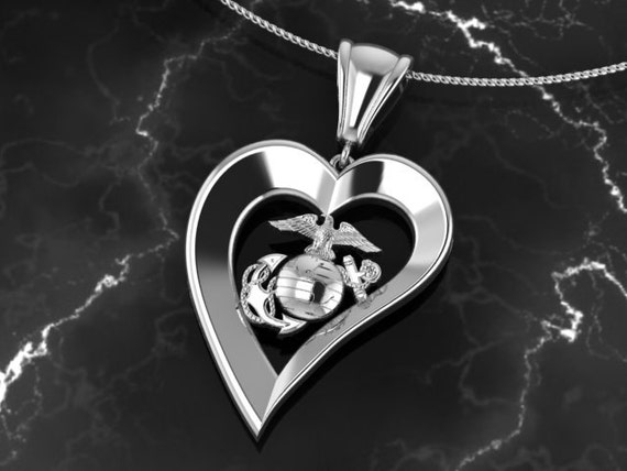 Marine Corps Heart Pendant - Etsy