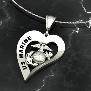 USMC US Marine Heart Pendant