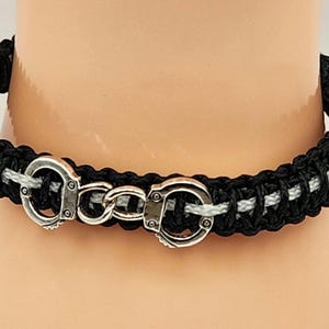 Correctional Officer Handcuff Microcord Bracelet / King Cobra (Double Woven Band) / Thin Silver Line Bracelet / Academy Graduation Gift